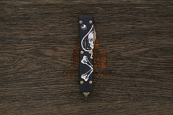 Автоматический складной нож Microtech Ultratech T/E, сталь M390, рукоять алюминий черный/рисунок