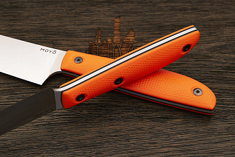 Нож кухонный MOYO Геликон сантоку 175мм, сталь AR-RPM9, рукоять G10-extra оранжевый