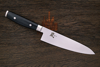 Нож кухонный Yaxell Ran шеф 200мм, сталь VG-10 в обкладках из дамаска