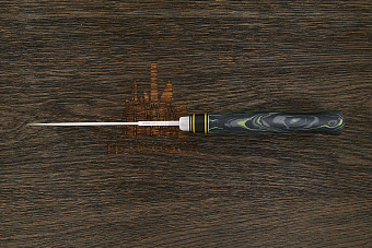 Нож разделочный Геннадия Дедюхина Универсал, клинок 128мм, сталь M390, рукоять микарта чёрно-зелёная