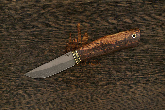 Разделочный нож Игоря Пампуха Модель 073, клинок 100мм, булат легированный, рукоять стаб. к. береза