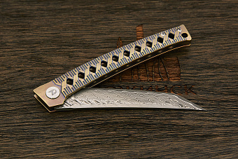 Складной нож Dr. Tech Katana Fold Pro, сталь дамаск/VG-10, рукоять титан