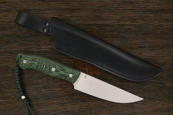 Нож туристический Ножинск-PRO Корсар, клинок 142мм, сталь AR-RPM9, рукоять микарта чёрно-зелёная
