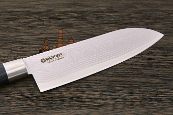 Нож кухонный Böker сантоку 172мм, сталь VG-10 в обкладках из дамаска