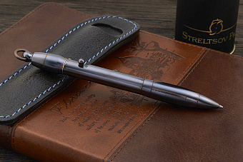 Авторская титановая ручка Дмитрия Стрельцова «Амелия» с затвором (лоскуты)