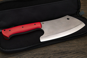 Топорик кухонный Мастерской Тать 190мм, сталь 50Х14МФ, G-10 красный