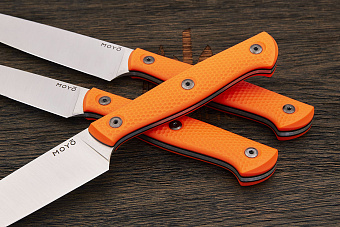Нож кухонный MOYO Аппарель универсальный 145мм, сталь AR-RPM9, рукоять G10-extra оранжевый
