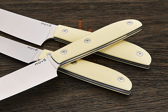 Нож кухонный MOYO Геликон шеф 165мм, сталь AR-RPM9, рукоять G10-extra слоновая кость