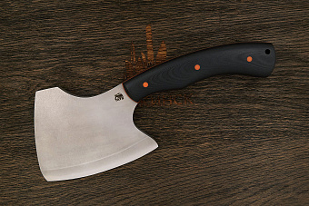 Топорик кухонный Мастерской Тать 120мм, сталь 50Х14МФ, G-10 черный (оранжевый спейсер)