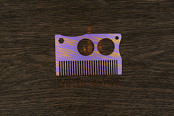 Расческа для бороды Pi22 титановая Т02 желто-лиловая