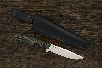 Разделочный нож Сергея Никитина Леший, сталь N690, рукоять G-10 черно-зеленый