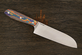 Нож кухонный MOYO Премьер сантоку 180мм, сталь AR-RPM9, рукоять crazyfiber Т1