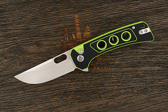 Нож складной QSP Unicorn, клинок 83мм, сталь Sandvik 14C28N, рукоять микарта чёрно-салатовая