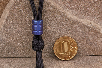 Титановая бусина на темляк «Цилиндр» синий