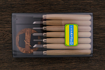 Набор для резьбы по дереву в кейсе, 7 резцов светлый