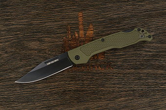 Складной нож Ontario Camp Plus Forest, сталь 420, рукоять нейлон зеленый