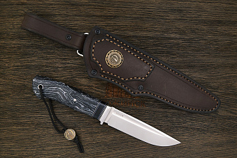 Нож разделочный Геннадия Дедюхина Универсал, клинок 132мм, сталь M398, рукоять микарта чёрно-белая