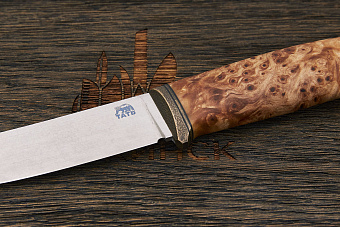 Нож туристический Мастерской Тать Харза, клинок 112мм, сталь Elmax, рукоять кап клена