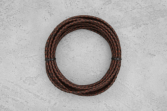 Кожаный плетеный шнурок 3,6мм (антик), 1 метр