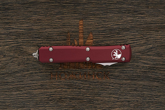 Автоматический складной нож Microtech Ultratech S/E, сталь M390, рукоять алюминий бордовый