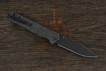 Нож складной QSP Mamba V2, клинок 89мм, сталь D2, рукоять микарта чёрная