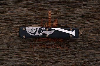 Автоматический складной нож Microtech Ultratech S/E, сталь M390, рукоять алюминий черный/рисунок