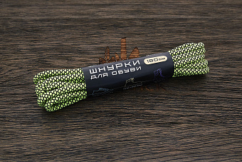 Шнурки для обуви, 180см, зеленые неон/черная сетка