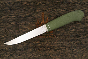 Нож туристический Алексея Артемьева Технофинка, сталь Elmax, рукоять микарта зеленая