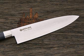 Нож кухонный Böker мини шеф 157мм, сталь VG-10 в обкладках из дамаска