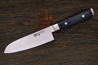 Нож кухонный Yaxell Ran сантоку 165мм, сталь VG-10 в обкладках из дамаска