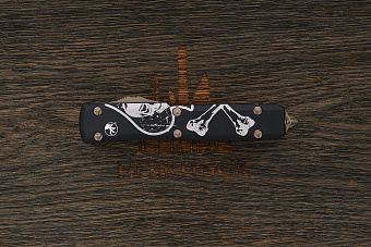 Автоматический складной нож Microtech Ultratech T/E, сталь M390, рукоять алюминий черный/рисунок