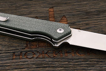 Нож складной QSP Mamba V2, клинок 88мм, сталь D2, рукоять микарта сера-зелёная