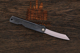 Складной нож хигоноками Zenkou, клинок 80мм, сталь SK-5, рукоять сталь черная