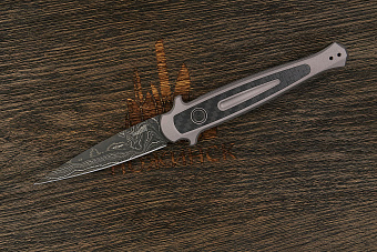 Автоматический складной нож Kershaw Launch 8, сталь дамаск, рукоять алюминий/карбон