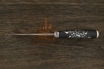 Разделочный нож Игоря Пампуха Модель 007, клинок 135мм, углеродистый булат, рукоять макассар