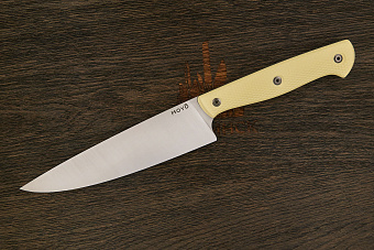 Нож кухонный MOYO Аппарель шеф 175мм, сталь AR-RPM9, рукоять G10-extra слоновая кость