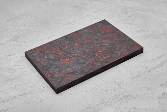 Карбон хаотичный, плашка 130x85x8мм, красный