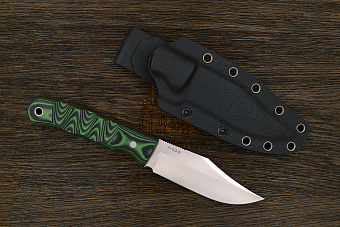 Нож туристический Геннадия Дедюхина Балем, клинок 120мм, сталь N690, рукоять микарта черно-зеленая