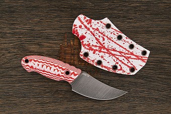 Нож EDC Lizard knives, клинок 90мм, сталь AUS-10Co, рукоять G-10 красно-белый