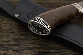 Разделочный нож Игоря Пампуха Модель 083, клинок 140мм, булат легированный, рукоять орех стабил.