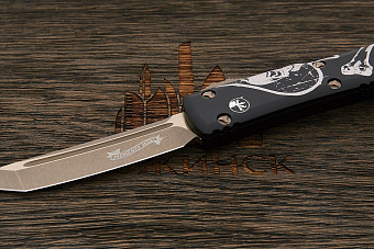 Автоматический складной нож Microtech Ultratech T/E, сталь M390, рукоять алюминий черный/рисунок