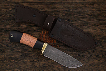 Нож туристический Эльбрус Робинзон, клинок 130мм, дамаск