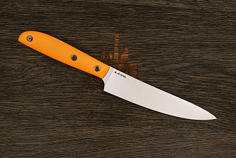 Нож кухонный MOYO Геликон универсальный 155мм, сталь AR-RPM9, рукоять G10-extra оранжевый