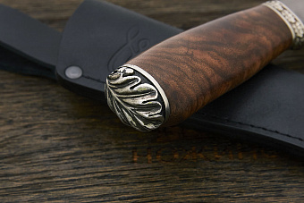 Разделочный нож Игоря Пампуха Модель 084, клинок 120мм, булат легированный, рукоять орех