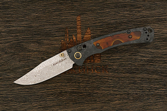 Складной нож Benchmade Mini Crooked River #572, сталь дамаск, рукоять карбон