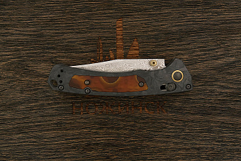 Складной нож Benchmade Mini Crooked River #572, сталь дамаск, рукоять карбон