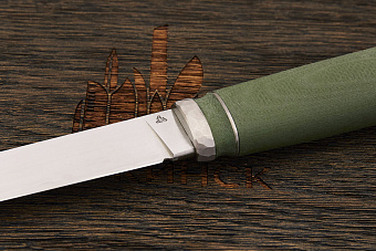 Нож туристический Алексея Артемьева Технофинка, сталь Elmax, рукоять микарта зеленая