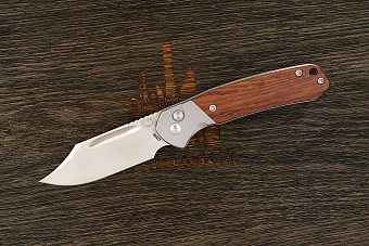 Нож складной CJRB Pyrite Bowie, клинок 80мм, сталь AR-RPM9, рукоять комбинированный: дерево, сталь