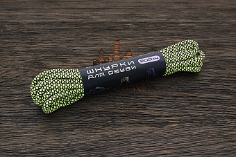 Шнурки для обуви, 200см, зеленые неон/черная сетка