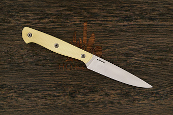 Нож кухонный MOYO Аппарель овощной 115мм, сталь AR-RPM9, рукоять G10-extra слоновая кость